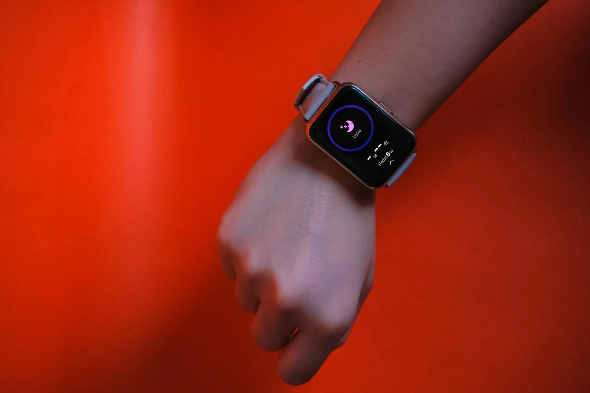Smartwatch displaying health and fitness data on screen