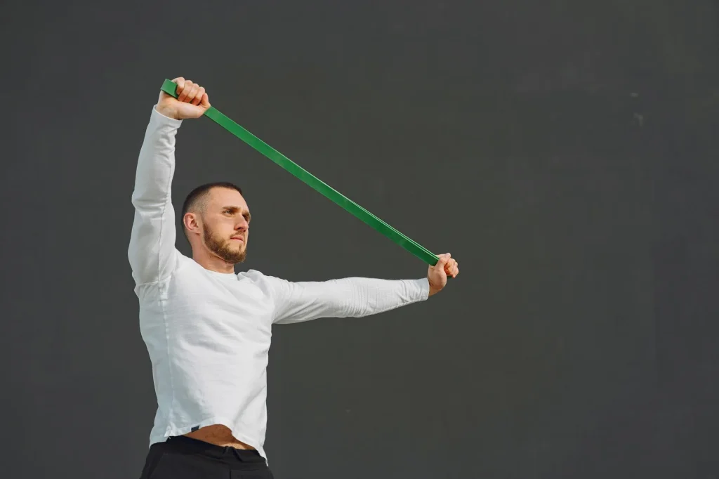 Resistance bands being used for a fitness workout